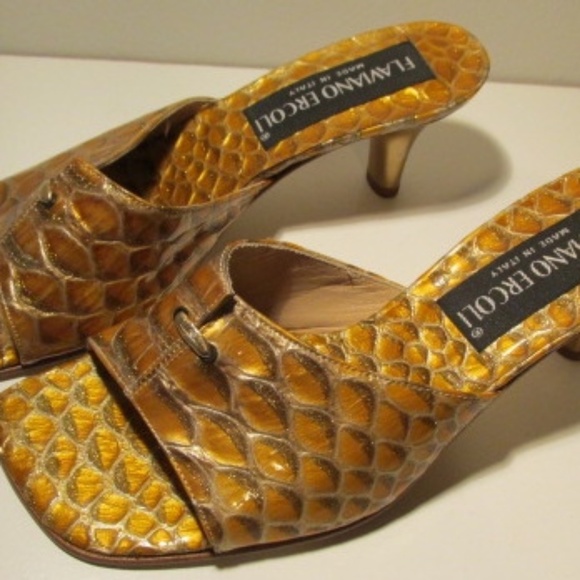 Vintage NWOT Golden Italian Leather Sandals, Size EU36 - Picture 1 of 5